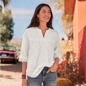 Sundance White Lace Boho Tunic Top – Size M